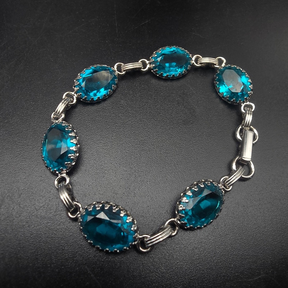 Sterling Silver London Blue Glass Bracelet 925